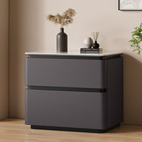 Table de chevet de luxe italienne avec poignée dissimulée, table d'appoint de rangement en microfibre blanc cassé pour hôtel et maison