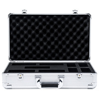 Boîte de mitrailleuse à tatouer portable en alliage d'aluminium noir mallette de rangement personnalisable durable en plastique EVA bois Support OEM