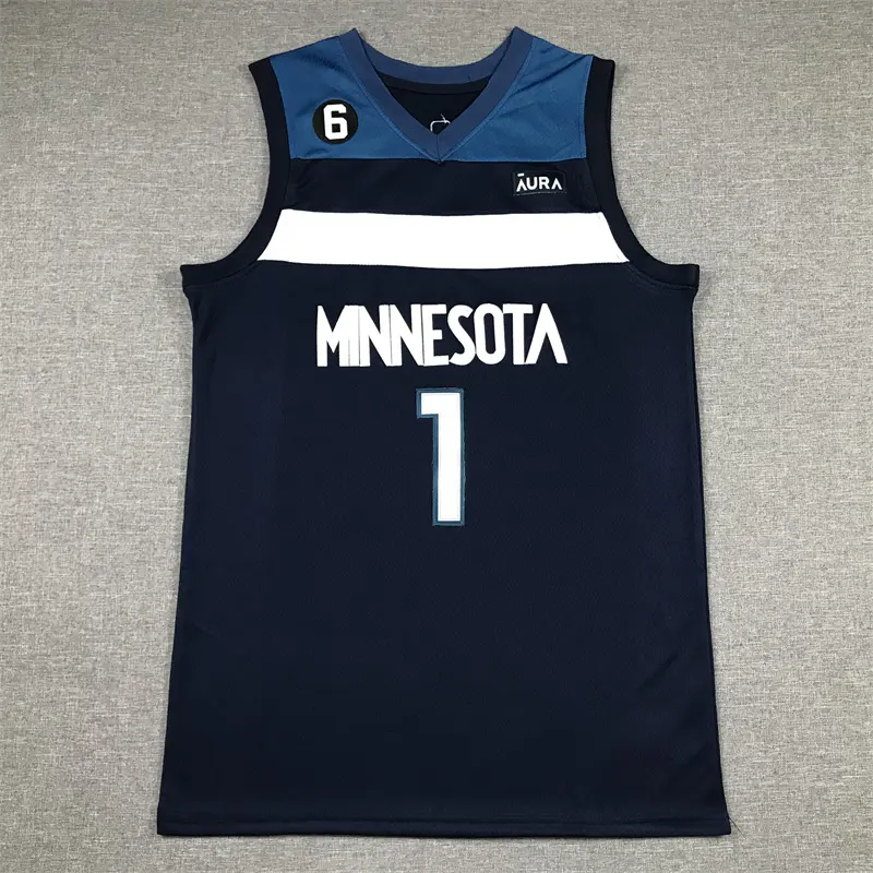 Minnesota Team #1 Anthony Edwards NK Navy Blue 2022/23 Original 1:1 Stitched Basketball Jersey For Men Basketball Uniforms