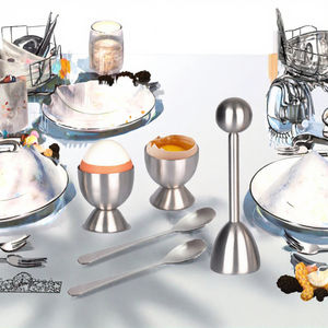 Ensemble de 5 outils à œufs en acier inoxydable : ouvre-œufs facile, 2 coupelles à œufs, 2 cuillères, 1 coupe-œufs – pour trancher et faire des œufs pochés - Product Image 6