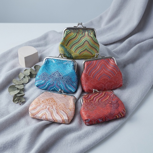 Hot Selling Women's Short Money Change Pouch Retro Ethnic Style Beauty Fabric Small Wallet Female Coin Key Storage Bag