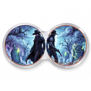 Moneda Conmemorativa de Cobre Puro 999 de 1 Troy Oz, Estilo Gótico, Sobrenatural, con Diseño de Cementerio Fantasmal y Vaquero, con Estuche Protector - Product Image 1