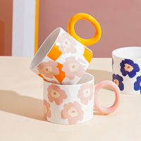 Vendeur chaud en 2025 mignon 350 ML fleur tasse argile céramique Kawaii tasse à café eau bureau Niche personnalisé café eau tasse à thé