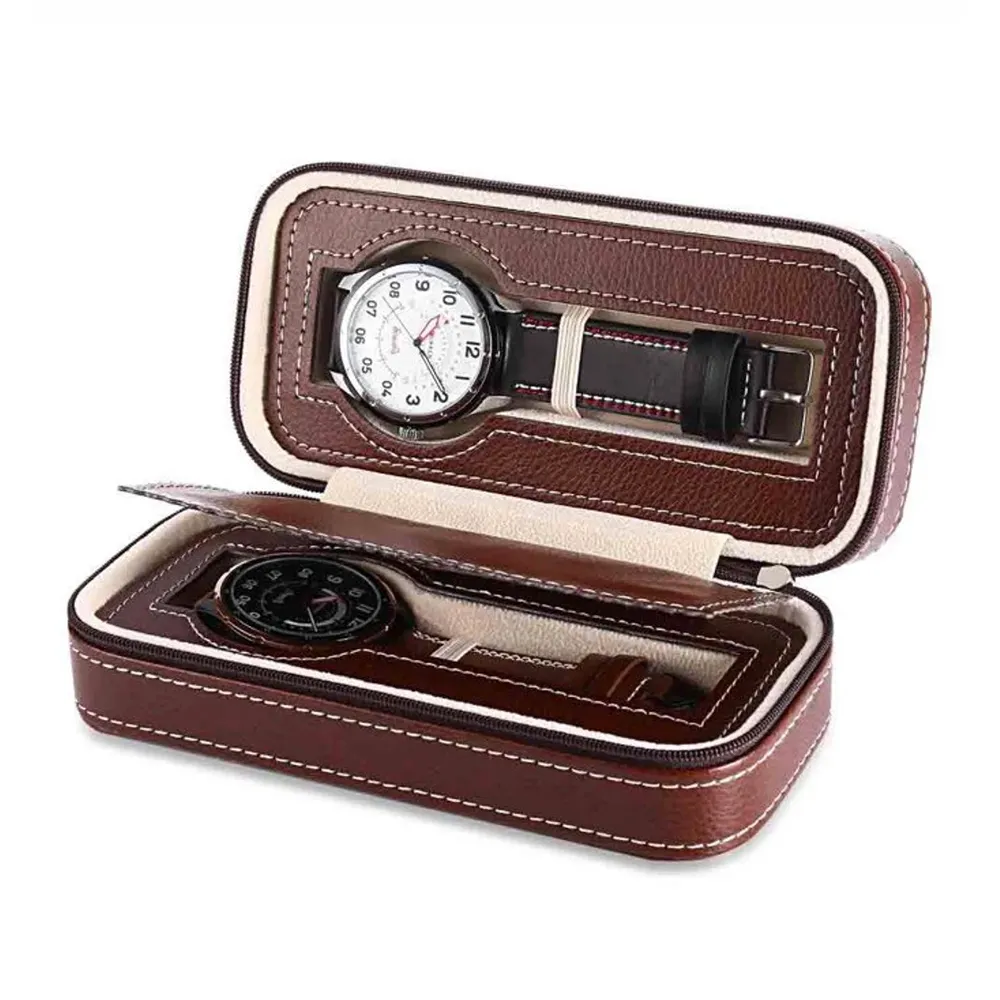 Custom design logo gift PU leather travel smart watch gift case box packaging watches organizer display set box luxury watch box