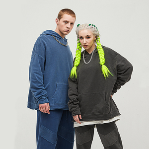 BE 380gsm Loose Washed French Terry Pullover Sudadera con capucha Hombres Custom Hoodi - Product Image 3