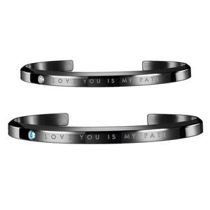 กำไลข้อมือคู่สแตนเลสสตีลแบบเปิดสลักข้อความส่วนตัวสีโรสโกลด์ขายส่ง พร้อมข้อความ "รักคุณคือโชคชะตาของฉัน" สำหรับผู้หญิงและผู้ชาย - Product Image 2