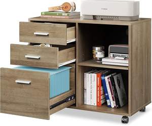 Le classeur horizontal en bois à tiroir de haute qualité avec étagères ouvertes convient à la décoration de bureau à domicile ou d'entreprise - Product Image 5