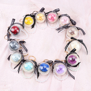 5.5cm éternelle Rose fleur acrylique boule porte-clés conservé fleur sac pendentif voiture suspendu préservé fleur porte-clés - Product Image 5