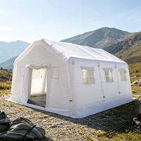 Tente pneumatique de plage et pique-nique double couche blanche 6,02m x 5,05m x 3,1m, portable, facile à gonfler, grande, imperméable, pour toutes les saisons