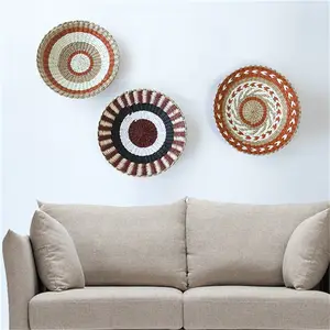 Room Dacorations Shell Wall Decor Organic Modern Rattan Drum Bowls Hotel Decorations Bohemian Handwoven Hot Sell Home Asian For