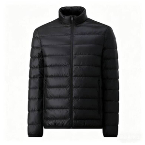 Giacca con colletto rialzato nera da uomo, leggera e calda, <span class=keywords><strong>cappotto</strong></span> invernale con cerniera completa, dimagrante, stile Casual da lavoro, alta qualità - Product Image 2