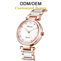 Montre pour femme Caluola de luxe ODM/OEM, mouvement mécanique automatique, cadran en cristal saphir, fermoir papillon, 33 mm, haute qualité