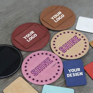 Sous-verres en cuir personnalisés avec logo gravé au laser, double face, en similicuir, pour boissons - Product Image 1