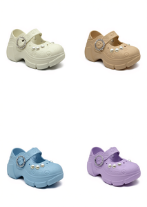 Zoccoli con perle stile Mary Jane, scarpe estive da donna e ragazza, taglia 25, suola morbida e leggera in EVA, punta chiusa - Product Image 1