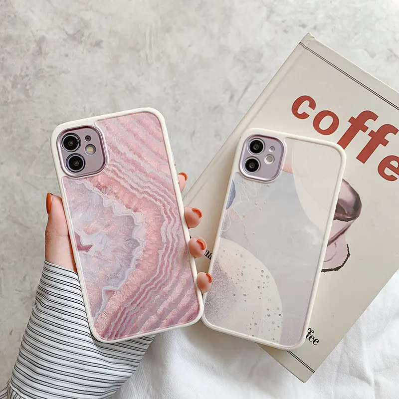 Ins Pink Marble Case Electroplating Lens Protective Phone Case For iPhone 12 Pro Max Cover