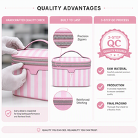 Sac cosmétique matelassé rose personnalisé, grande capacité, trousse de maquillage, trousse de toilette de voyage, vente en gros, OEM, étiquette privée