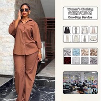 Vêtements pour femmes transfrontaliers Europe-Amérique, Nouvelle collection été 2026, Style africain grande taille, Chemise ample unie à col boutonné et pantalon large
