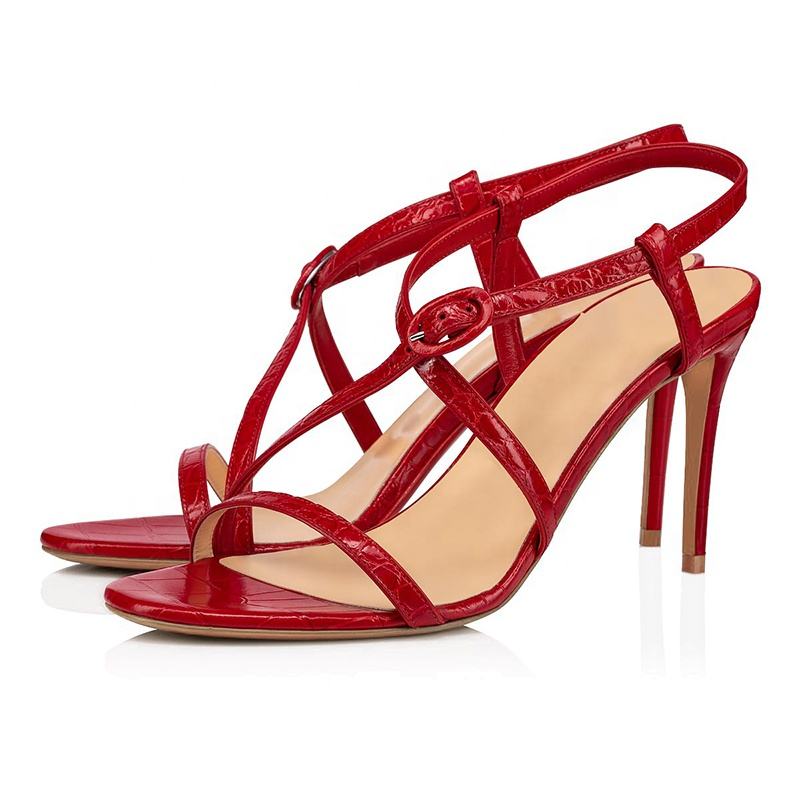 Plus Size Strappy Heel Open Toe Stiletto Ankle Strap Crisscross