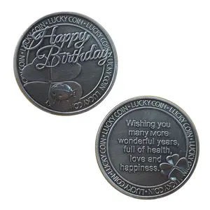 Moneda de feliz cumpleaños, monedas clásicas de Metal, monedas de la suerte