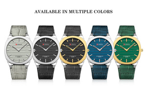Montre à quartz pour homme CURREN 8480, style business, dessin animé, simple, boîtier en alliage d'acier inoxydable, bracelet en cuir véritable 20 mm, 3 ATM - Product Image 6