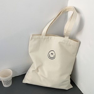 Smiley Face Canvas Tote Bag Large Capacity Shoulder Bag Vertical Square Casual Everyday Use 38x41cm - Product Image 3