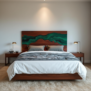 Cabecera de Cama Hecha a Mano con Madera Maciza y Resina Epoxi SACK |   Escultura Decorativa Moderna de Lujo con Tema de Amor, Personalizada, Artística, Lavable y Resistente al Calor - Product Image 3