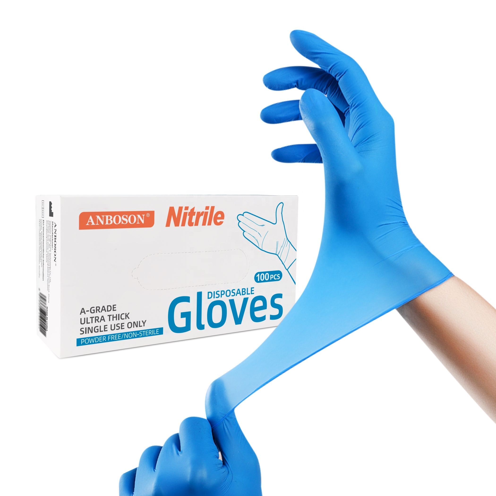 Poudre de nettoyage de cuisson à usage médical sans latex à usage unique gants jetables en nitrile pour examen