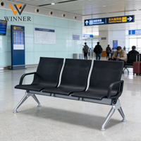 Nouveau modèle de banc d'attente moderne pour espaces publics, trois places, avec coussin en PU, pour aéroport, terminal, hôpital, hall, bureau, extérieur, salle de sport