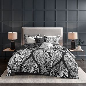 Ensemble de housse de couette imprimée 6 pièces, motif noir et blanc moderne, literie pour la décoration de la chambre - Product Image 1