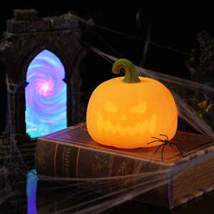 funny gift USB Rechargeable Portable Silicone Halloween Pumpkin Lamp Jack O Lantern Kid LED Night <b>Light</b> for Bedroom - Product Image 5