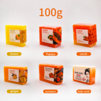 Savon Solide Naturel au Curcuma, à la Noix de Coco et au Citron, à l'Acide Kojique, Blanchissant, Éclaircissant, Anti-Acné, pour Tous Types de Peau, Fait Main, OEM ODM FDOB