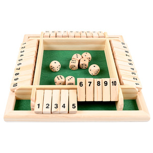 Jeu de société Shut the Box à quatre côtés avec 10 numéros, jeu de société en bois avec rabats et dés, jeu de société <span class=keywords><strong>pour</strong></span> adultes et familles - Product Image 2