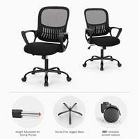 Chaise de personnel réglable AJUNION avec siège rembourré à hauteur réglable et dossier en maille respirante pour des sièges de bureau confortables