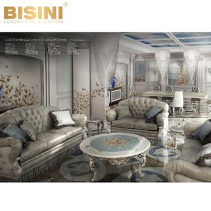 Ensemble de canapés capitonnés de luxe raffiné, fabriqué à la main en Italie, confortable, canapé 3 places avec table basse en nacre - Product Image 3