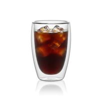 Tasse à café en verre à double paroi 350 ml / 11,96 oz, gobelet isotherme en borosilicate pour latte glacé, cold brew, barista à domicile