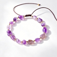 Bracelet ajustable en perles de pierre naturelle 6-11,8 mm, style tendance, améthyste, cristal rose, œil de tigre