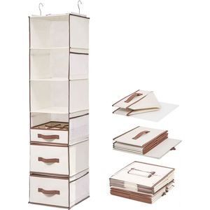 Organisateur de rangement suspendu pour placard à 6 étagères avec tiroirs et poches latérales, organisateur de garde-robe gain de place pour vêtements de bébé - Product Image 4