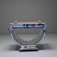 Console de DJ circulaire futuriste avec éclairage LED personnalisé, table de DJ illuminée avec lumière LED pour boîte de nuit, bar, karaoké, fête, salon