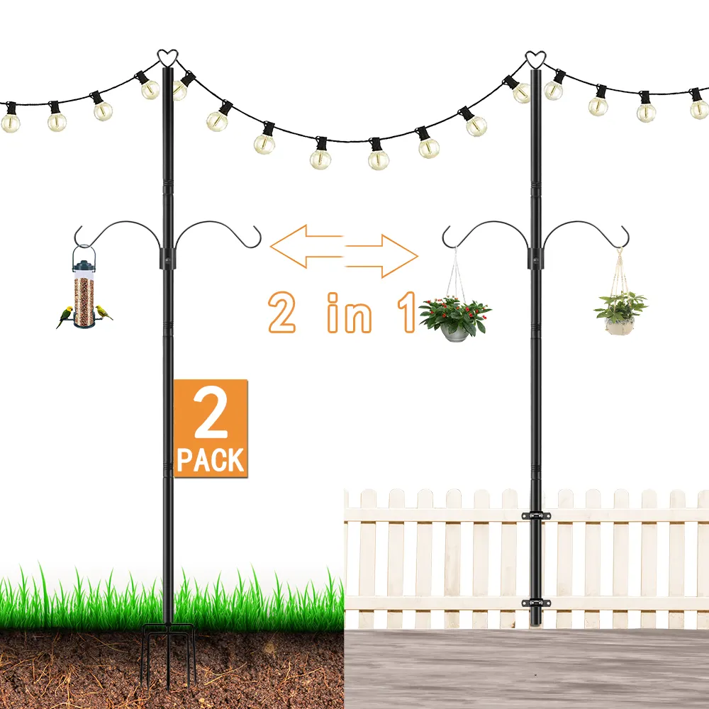 Fournitures de décoration de noël poteau de lumière de guirlande de jardin réglable pour poteau de lumière décoratif de cour de mariage avec crochet mobile