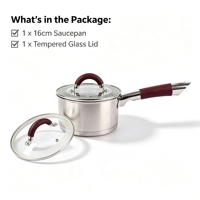 Ensemble de casseroles en acier inoxydable de qualité supérieure, pot à lait, casserole, compatible induction et gaz, passe au lave-vaisselle, poignées en silicone doux au toucher, couvercle en verre