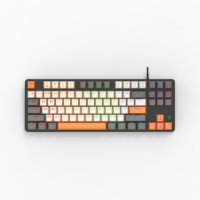 Keyboard Mekanikal kabel 87 kunci, dengan lampu latar LED untuk Gaming PC & Laptop