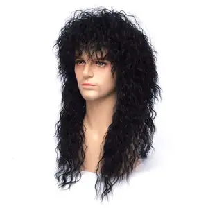 Pelucas de fiesta sintéticas de discoteca punk rock de color negro para <span class=keywords><strong>hombre</strong></span> adulto baratas de fábrica - Product Image 3