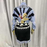 JancocoStyle Vintage Cardigan long pour femmes en cachemire doux tricoté vêtements d'extérieur décontracté imprimé pull en fourrure