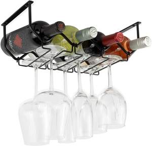 Debajo del Gabinete Estante de vino y Soporte para vasos Organización de cocina con organizador de 4 botellas - Product Image 3
