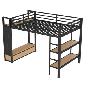 <span class=keywords><strong>Lit</strong></span> superposé moderne multifonctionnel à deux niveaux pour écoliers avec penderie, armoire de rangement, étagères de rangement et panneau suspendu - Product Image 5