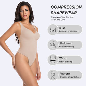 Phụ Nữ Của Shapewear Bodysuit Tummy Kiểm Soát Sâu V Cổ Thong Cơ Thể Shaper Cơ Thể Liền Mạch Phù Hợp Với Cho Giảm Béo Và Điêu Khắc - Product Image 2