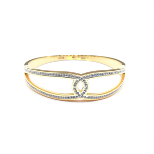 Brazalete de Moda en Acero Inoxidable 316L con Baño de Oro PVD e Incrustaciones de Diamantes de Imitación, Diseño Elegante, Accesorio de Joyería para Mujer - Product Image 2