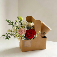 Boîte-cadeau artisanale écologique recyclable, boîte d'emballage pour bouquet de fleurs et ensemble de bougies en carton ondulé