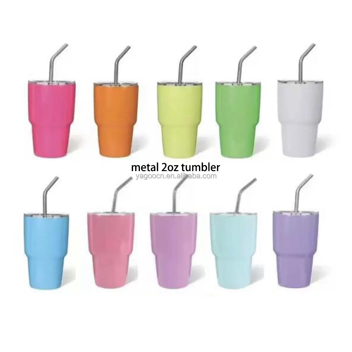 Double Wall 2oz shot tumbler cup stainless steel miniature tumbler bottle metal mini 2oz shot glass tumbler with straw lid