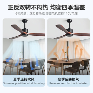 <b>Ceiling</b> <b>Fan</b> Solid Wood DC Motor Inverter Quiet Design <b>Remote</b> <b>Control</b> For Living Room And Study - Product Image 3